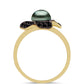 Anillo de Plata Bañada en Oro con Perla de río Tahiti verde ilusión y Espinela Negra de Badakhshan Gorno
