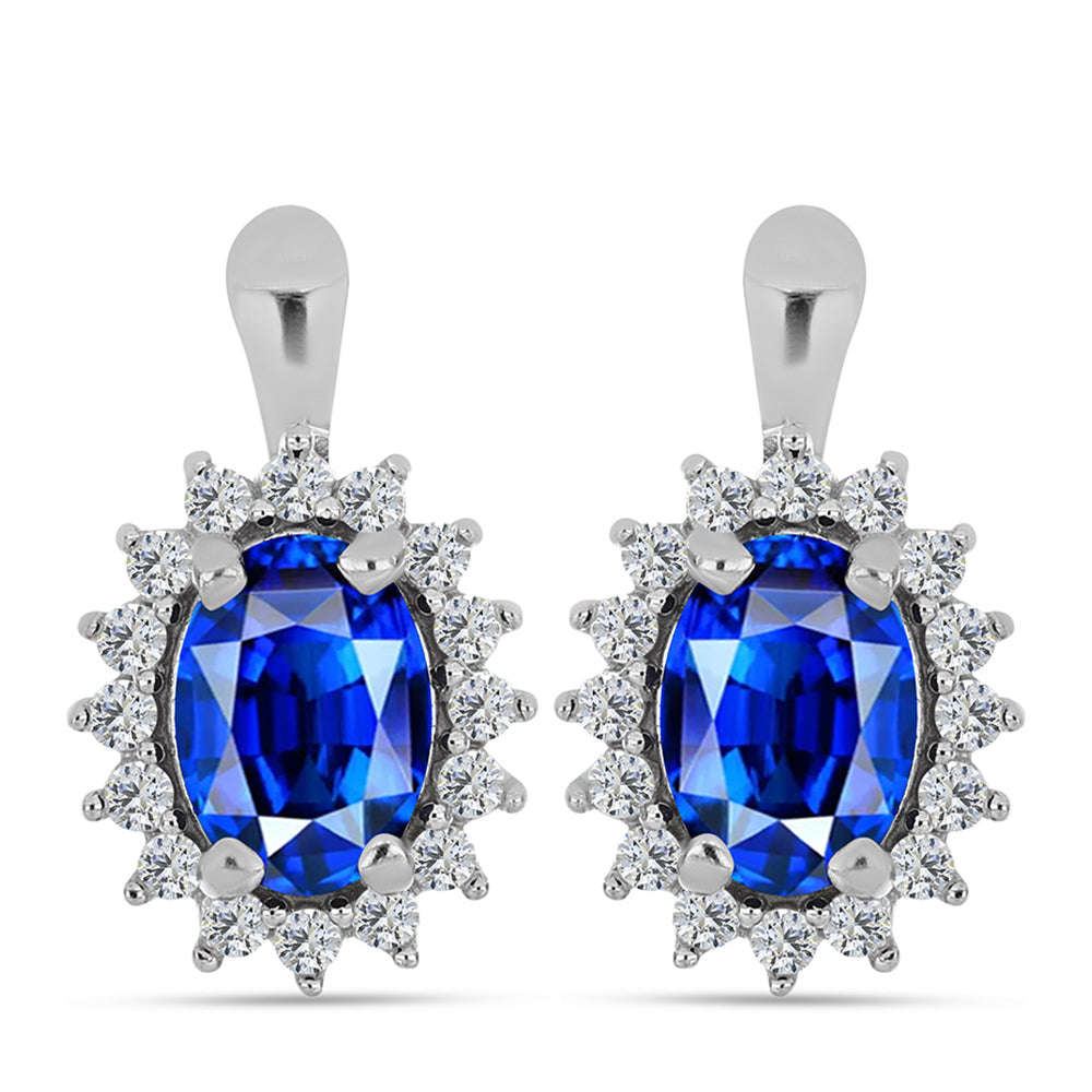 Pendientes de Plata con Zafiro Azul Australiano y Topacio Blanco 1 