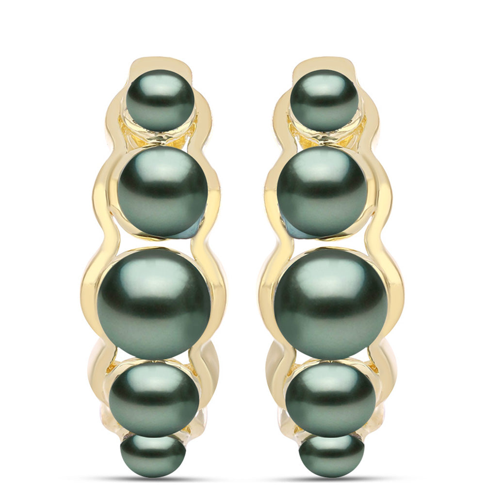 Pendientes de Plata Bañada en Oro con Perla de río Tahiti verde ilusión