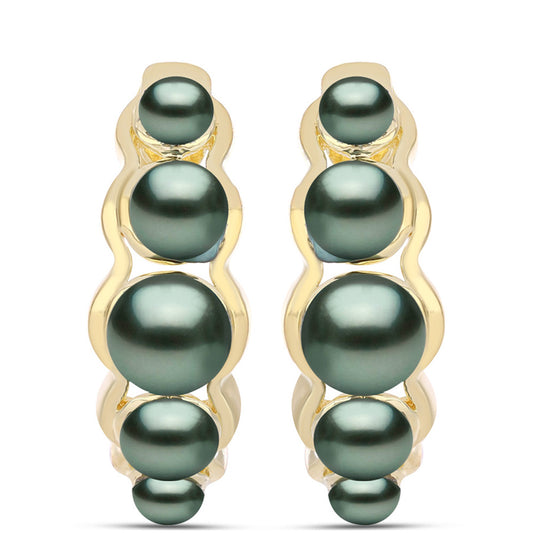 Pendientes de Plata Bañada en Oro con Perla de río Tahiti verde ilusión