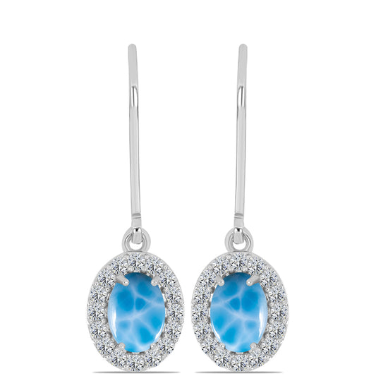 Pendientes de Plata con Larimar de Barahona y Topacio Blanco