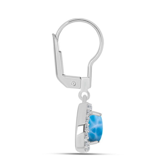 Pendientes de Plata con Larimar de Barahona y Topacio Blanco