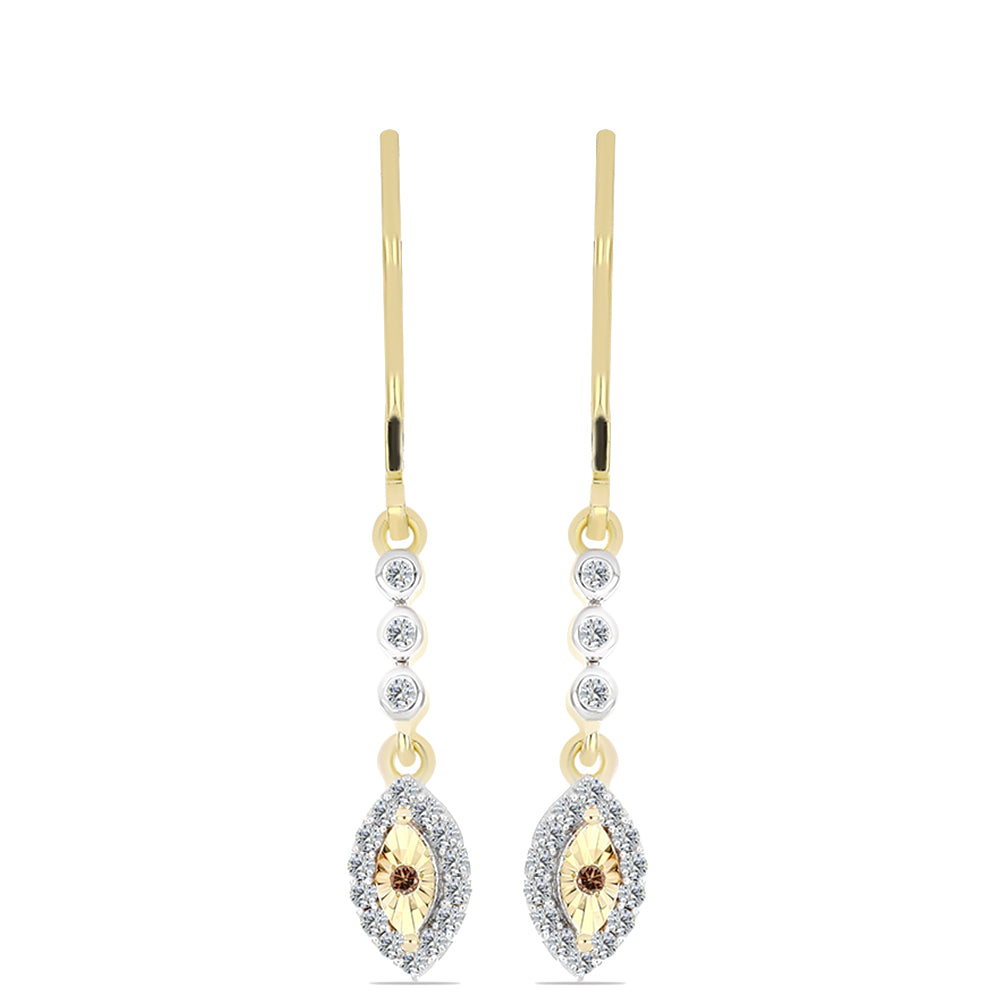 Pendientes de Plata Bañada en Oro con Diamante Cognac y Topacio Blanco 1 