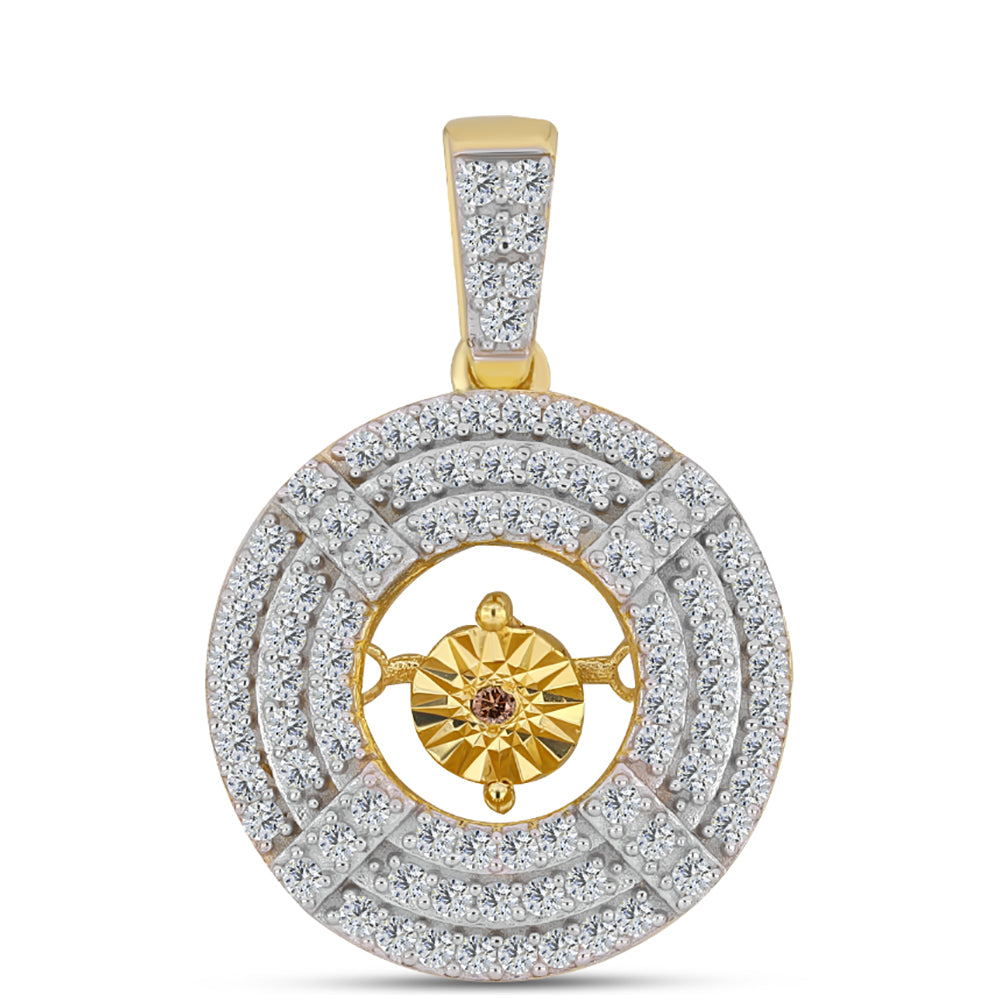 Colgante de Plata Bañada en Oro con Diamante Cognac y Topacio Blanco 1 