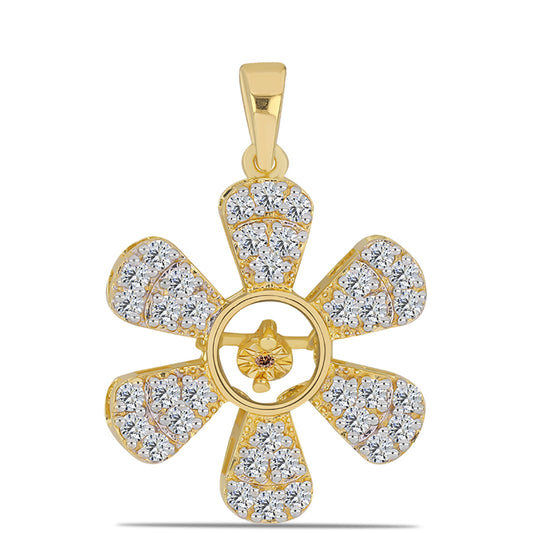 Colgante de Plata Bañada en Oro con Diamante Cognac y Topacio Blanco