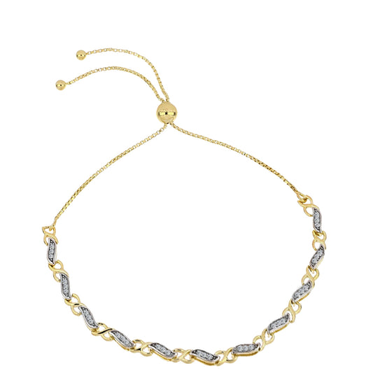 Pulsera de Plata Bañada en Oro con Diamante Cognac y Topacio Blanco