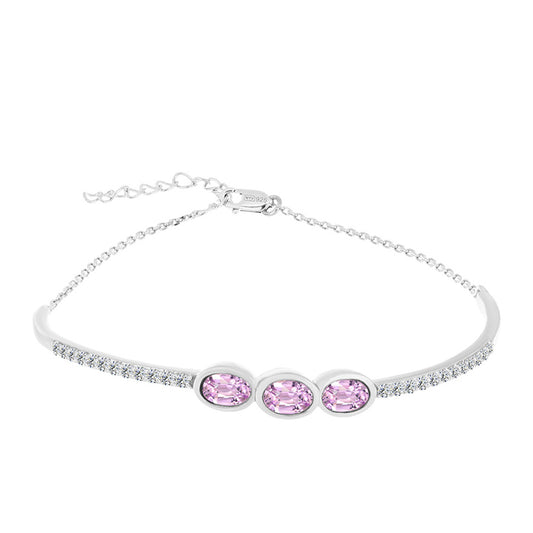 Pulsera de Plata con Kunzita de Pala y Topacio Blanco