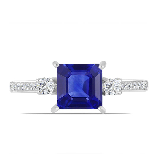 Anillo de Plata con Zafiro Azul Australiano y Topacio Blanco