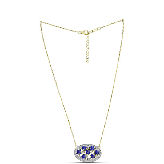 Collar de Plata Bañada en Oro con Lapislázuli y Topacio Blanco