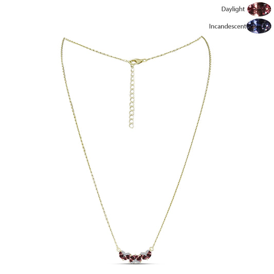 Collar de Plata Bañada en Oro con Granate Multicolor de Tsivory y Topacio Blanco