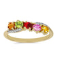 Anillo de Plata Bañada en Oro con Zafiro Arco Iris y Topacio Blanco