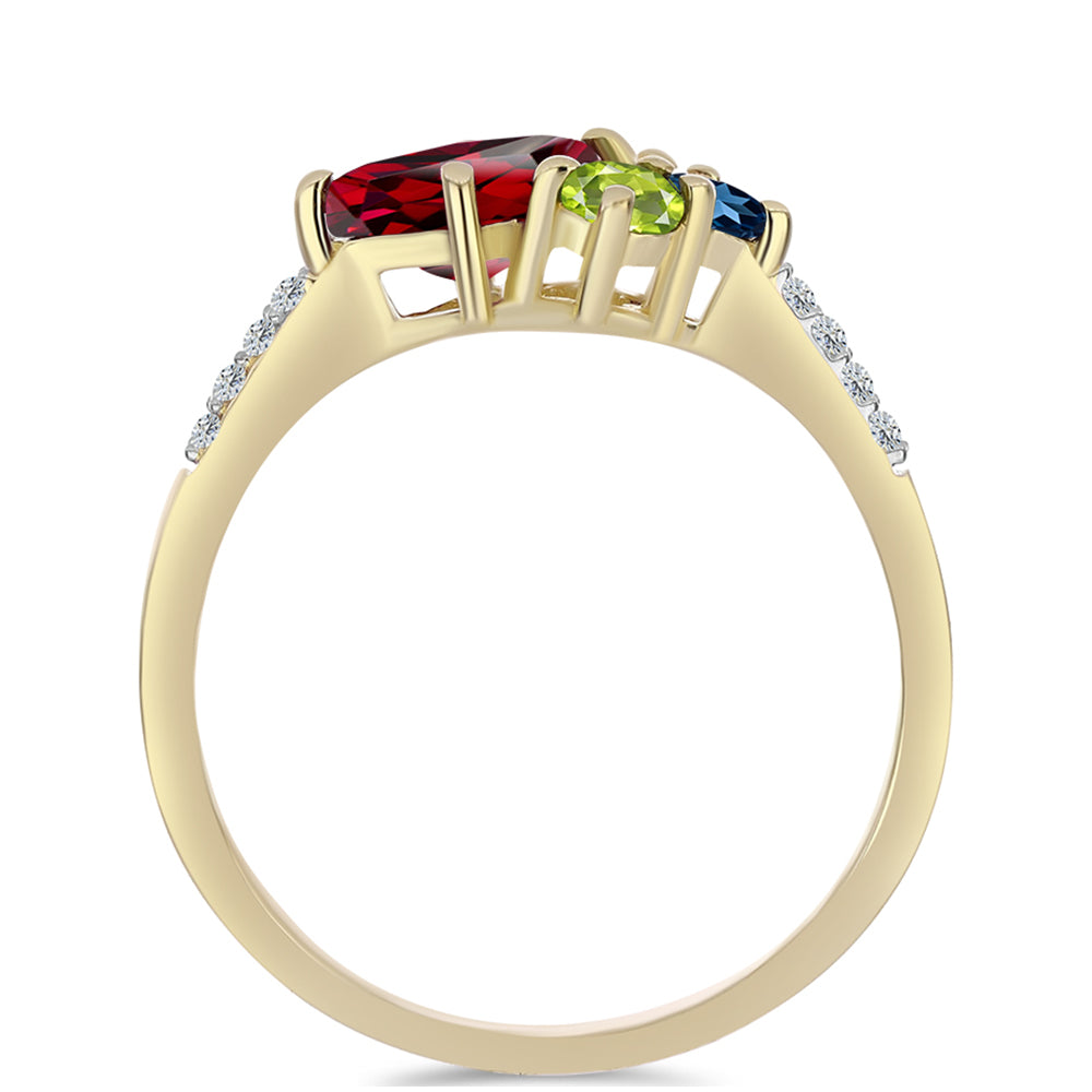 Anillo de Plata Bañada en Oro con Zafiro Arco Iris y Topacio Blanco