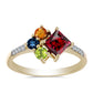 Anillo de Plata Bañada en Oro con Zafiro Arco Iris y Topacio Blanco