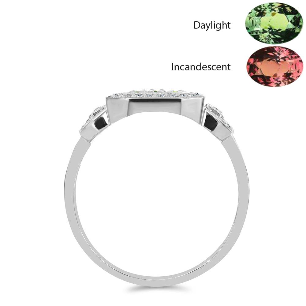 Anillo de Plata con Alejandrita natural y Topacio Blanco 2 