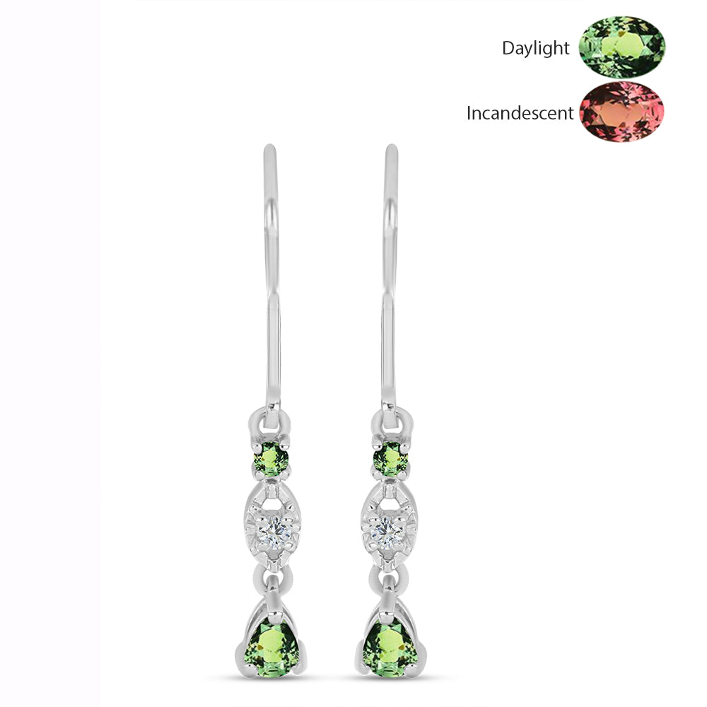Pendientes de Plata con Alejandrita natural y Topacio Blanco 1 