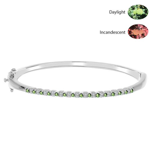 Brazalete de Plata con Alejandrita natural y Topacio Blanco