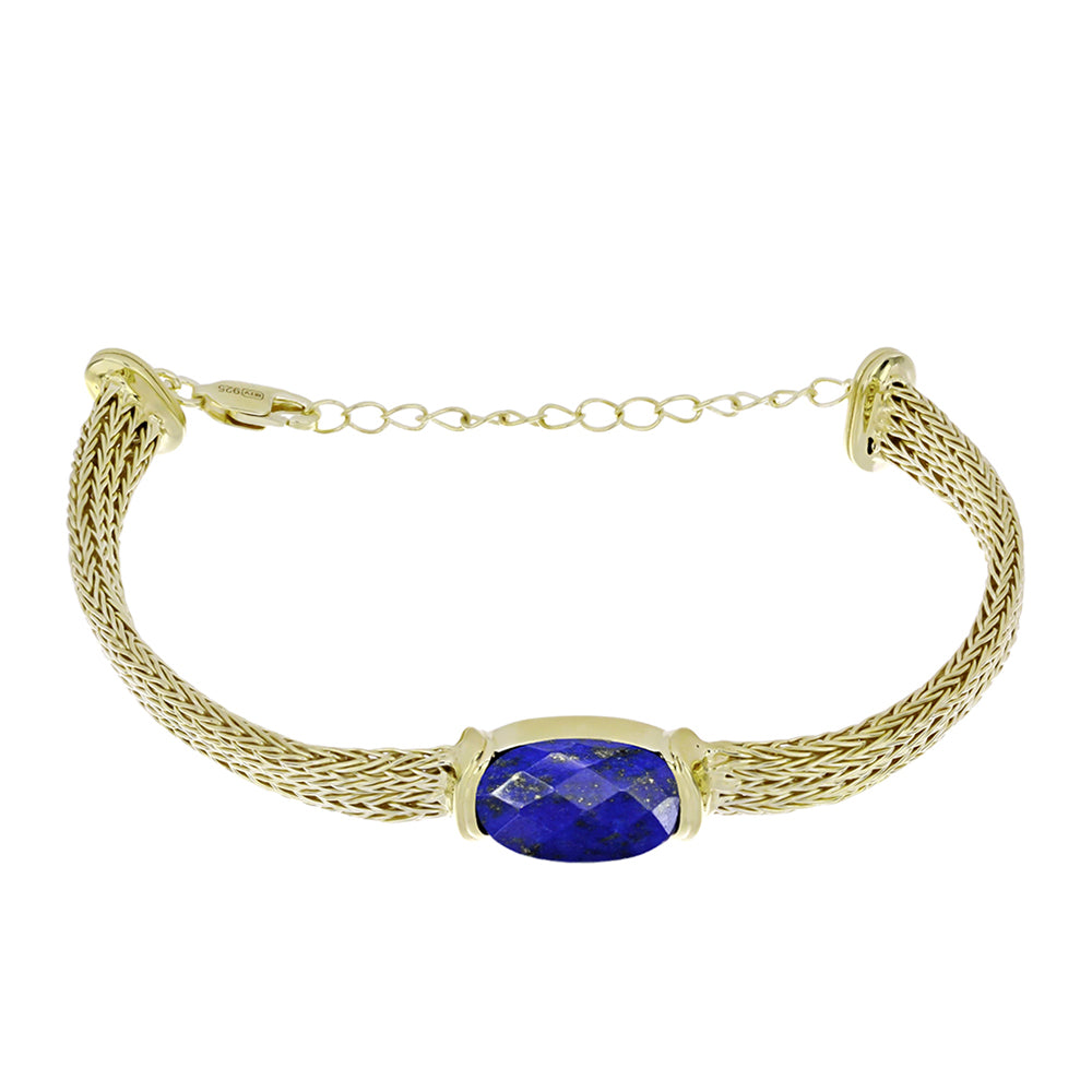 Pulsera de Plata Bañada en Oro con Lapislázuli 1 