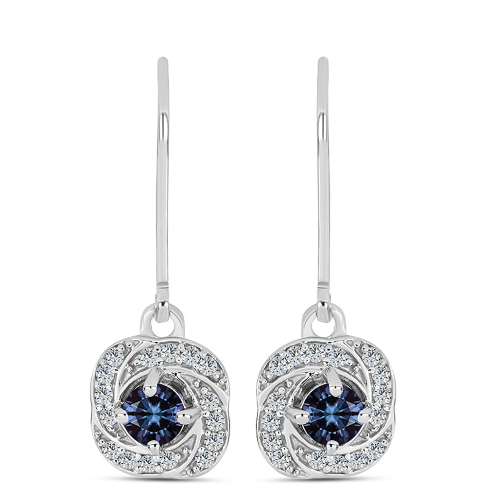 Pendientes de Plata con Moisanita "Púrpura Imperial" y Topacio Blanco 1 