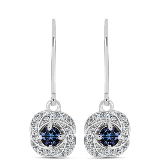 Pendientes de Plata con Moisanita "Púrpura Imperial" y Topacio Blanco