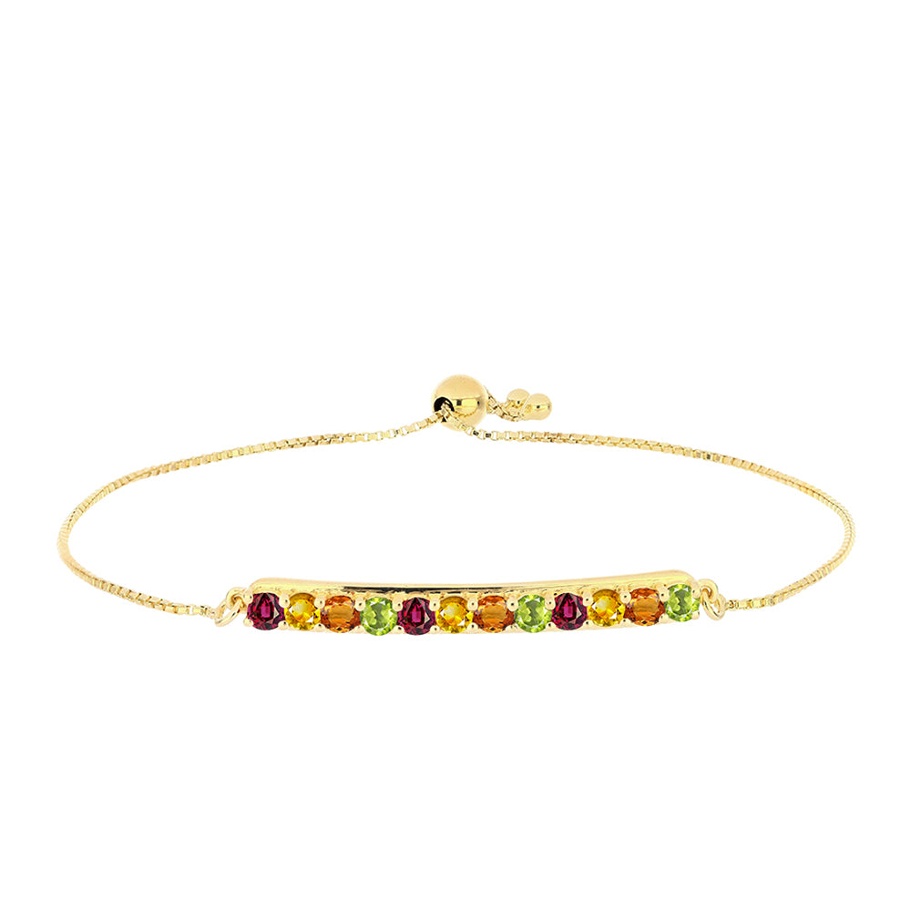Pulsera de Plata Bañada en Oro con Zafiro Arco Iris