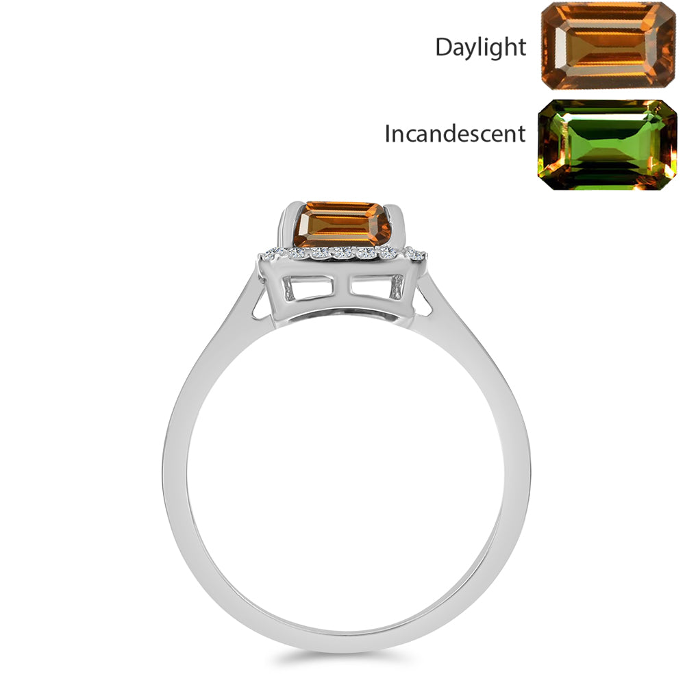 Anillo de Plata con Zultanita de Anatolia certificado y cultivado en laboratorio y Topacio Blanco 2 