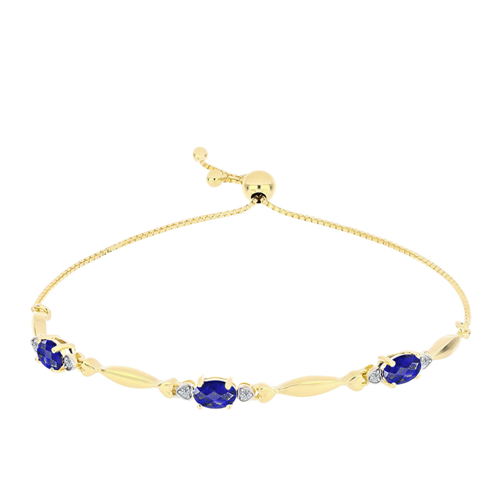 Pulsera de Plata Bañada en Oro con Lapislázuli y Topacio Blanco 1 