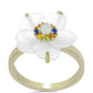 Anillo de Plata Bañada en Oro con Zafiro Arco Iris y Perla de Agua Dulce