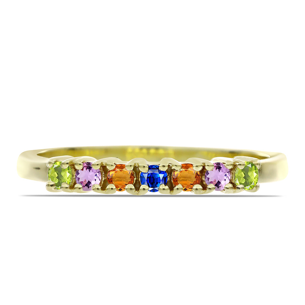 Anillo de Plata Bañada en Oro con Zafiro Arco Iris 2 