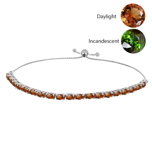 Pulsera de Plata con Zultanita de Anatolia certificado y cultivado en laboratorio y Topacio Blanco