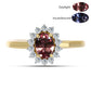 Anillo de Plata Bañada en Oro con Granate Multicolor de Tsivory y Topacio Blanco