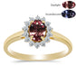 Anillo de Plata Bañada en Oro con Granate Multicolor de Tsivory y Topacio Blanco