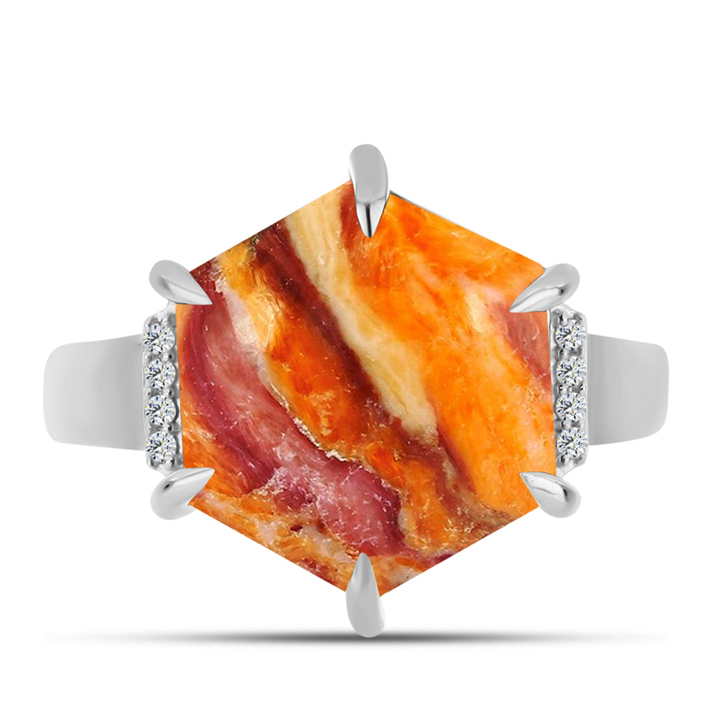 Anillo de Plata con Jaspe Garra de León y Topacio Blanco