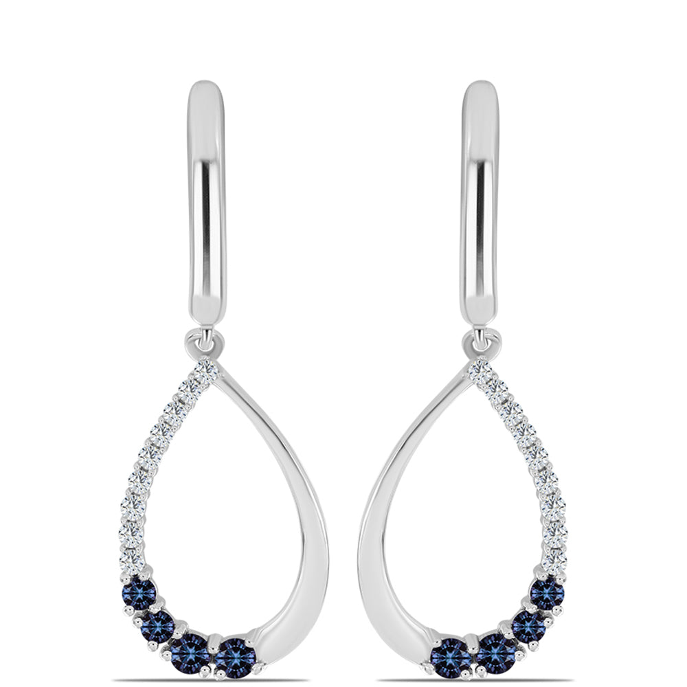 Pendientes de Plata con Moisanita "Púrpura Imperial" y Topacio Blanco