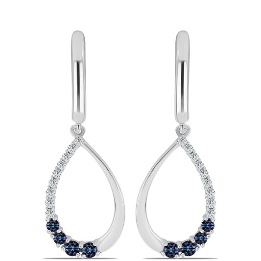 Pendientes de Plata con Moisanita "Púrpura Imperial" y Topacio Blanco