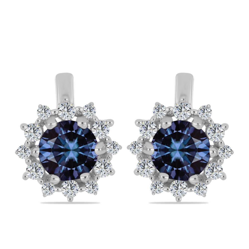 Pendientes de Plata con Moisanita "Púrpura Imperial" y Topacio Blanco 1 