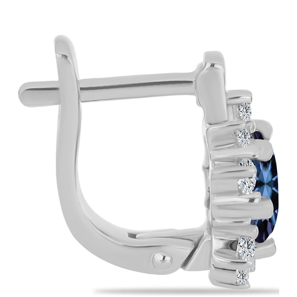 Pendientes de Plata con Moisanita "Púrpura Imperial" y Topacio Blanco 2 