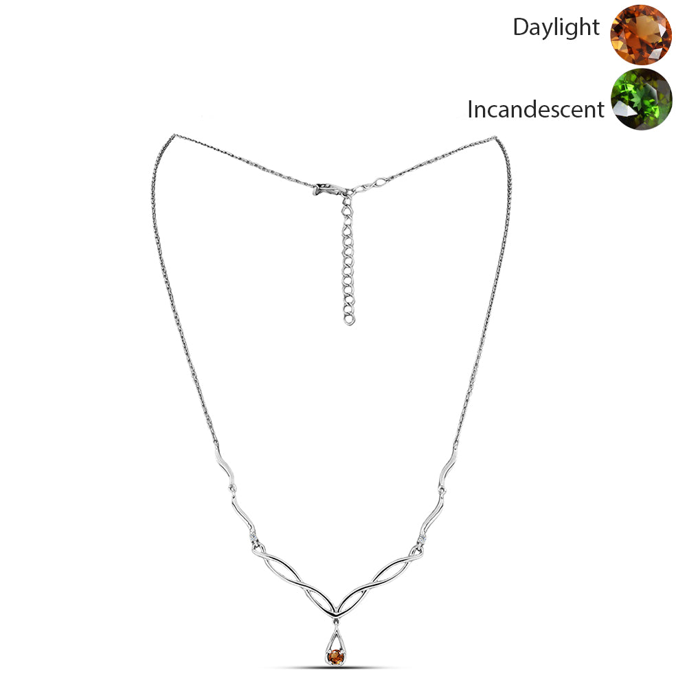 Collar de Plata con Zultanita de Anatolia certificado y cultivado en laboratorio y Topacio Blanco 1 