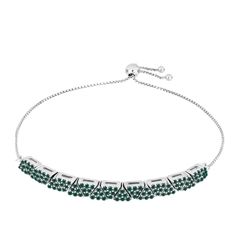 Pulsera de Plata con Moissanita azul mar verdosa