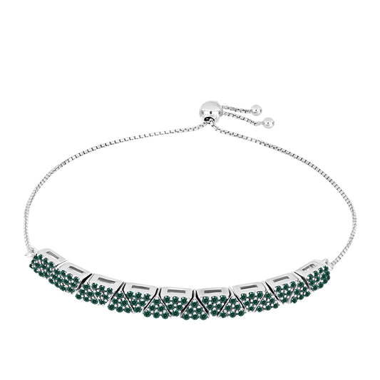 Pulsera de Plata con Moissanita azul mar verdosa