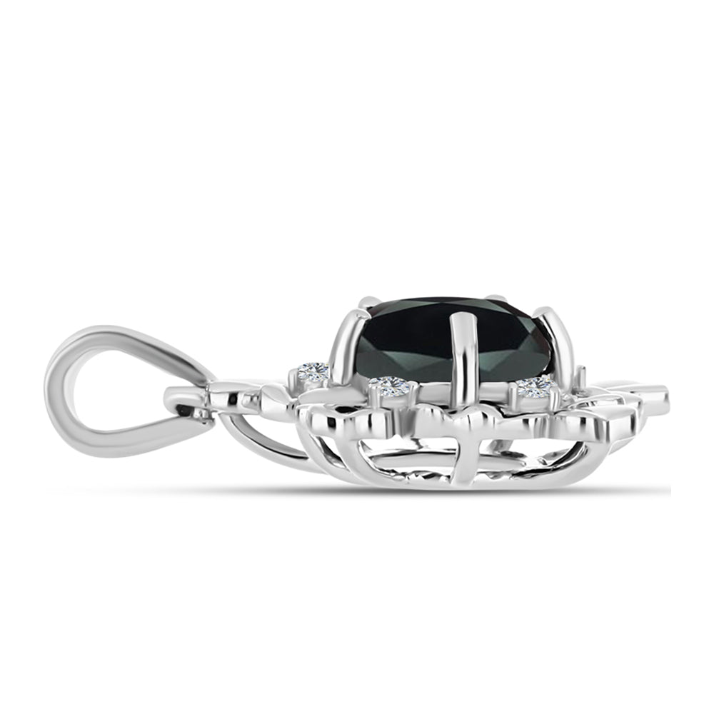 Colgante de Plata con Obsidiana y Topacio Blanco 2 
