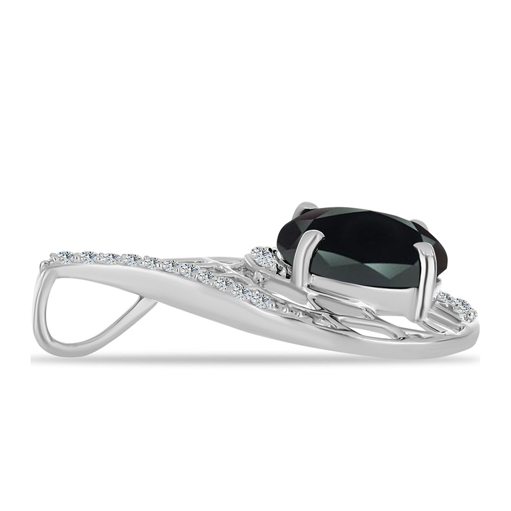 Colgante de Plata con Obsidiana y Topacio Blanco 2 