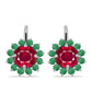 Pendientes de Plata con Rubí de Madagascar y Esmeralda de Brasil