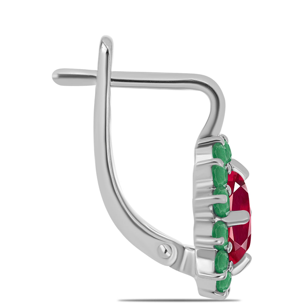 Pendientes de Plata con Rubí de Madagascar y Esmeralda de Brasil 2 