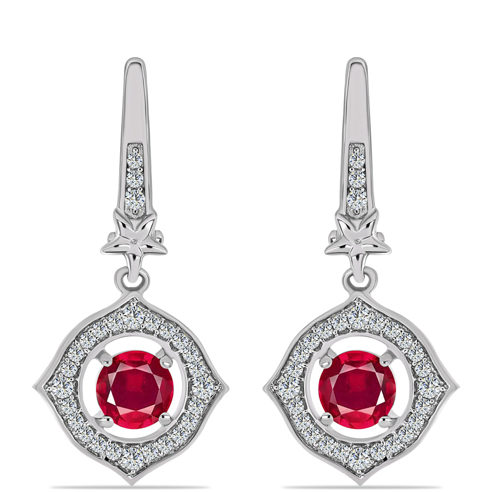 Pendientes de Plata con Rubí de Madagascar y Topacio Blanco 1 