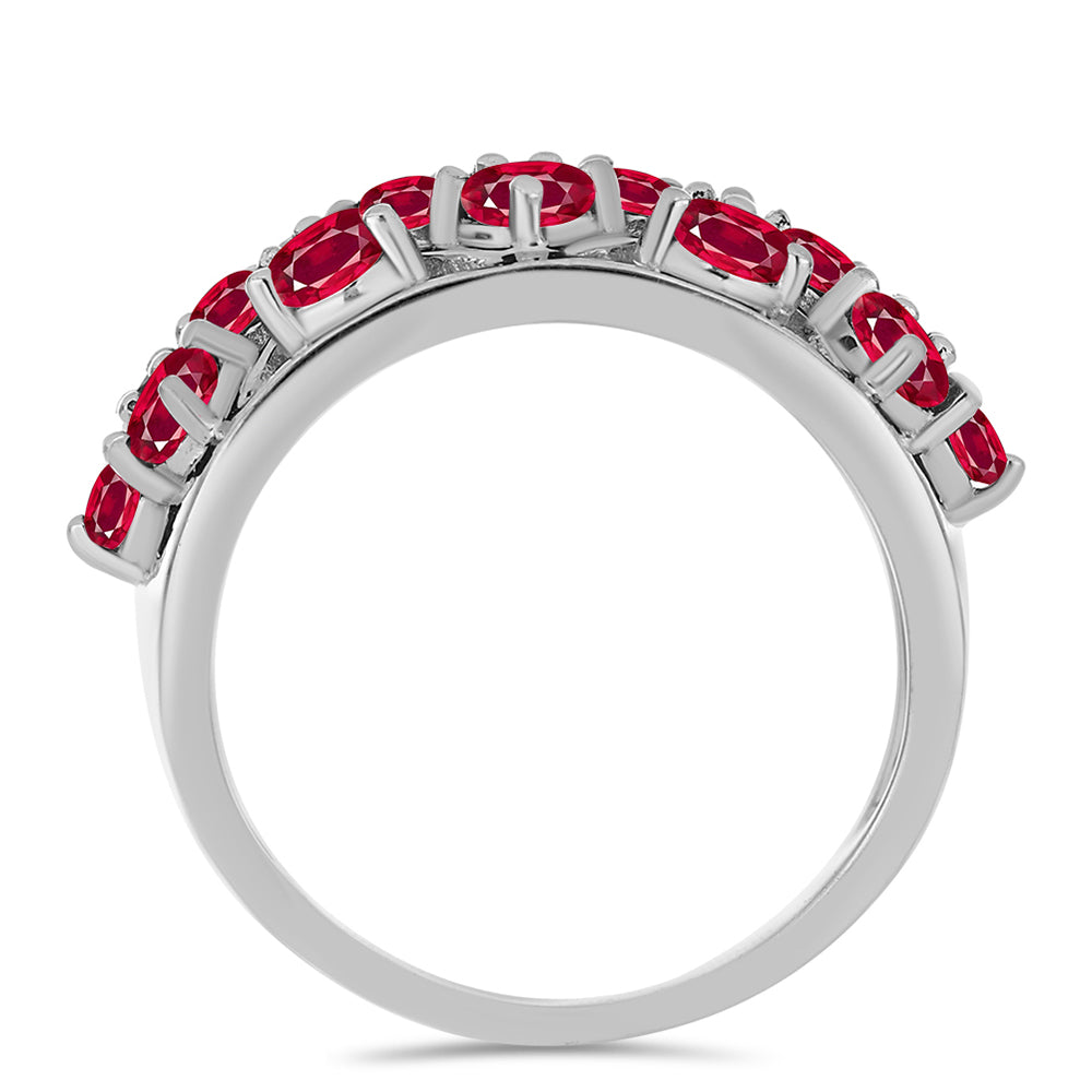 Anillo de Plata con Rubí de Madagascar y Topacio Blanco 2 