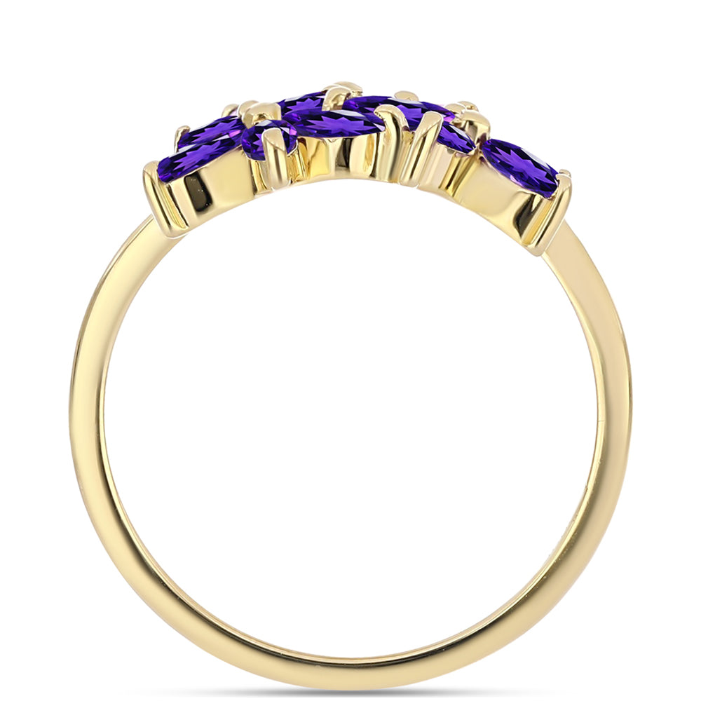 Anillo de Plata Bañada en Oro con Amatista de Marruecos