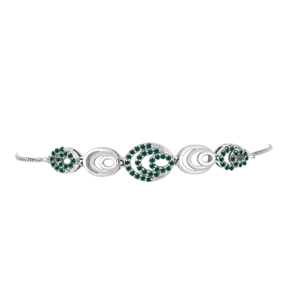 Pulsera de Plata con Moissanita azul mar verdosa 2 