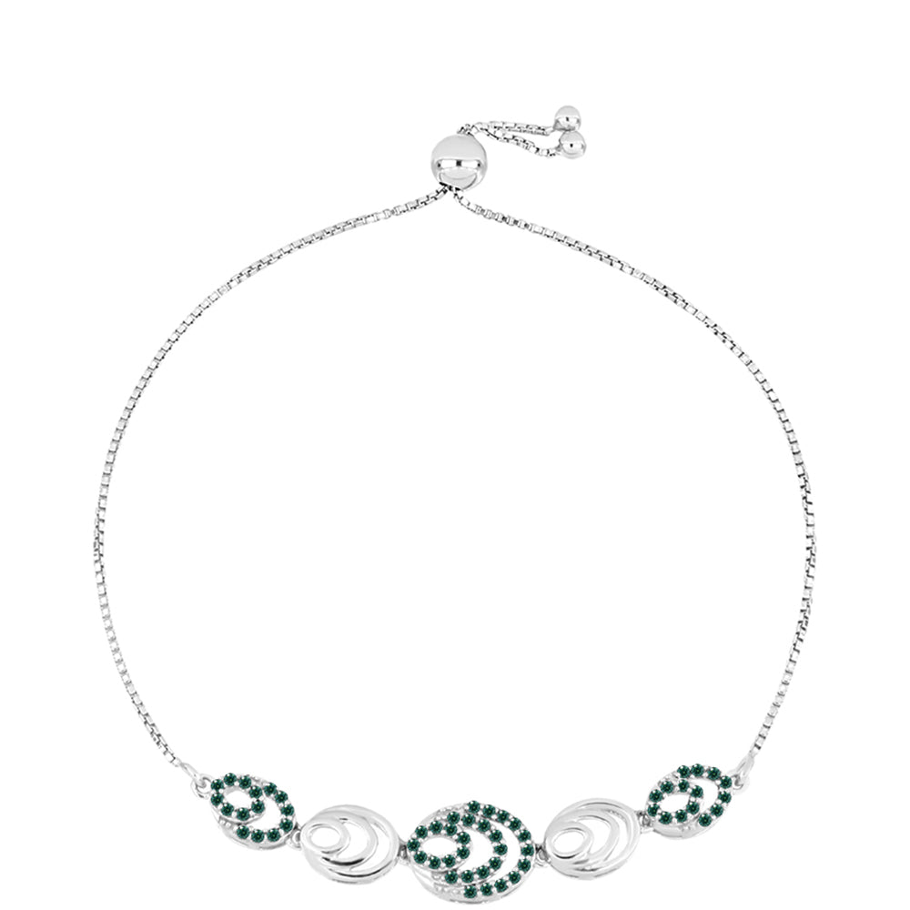 Pulsera de Plata con Moissanita azul mar verdosa