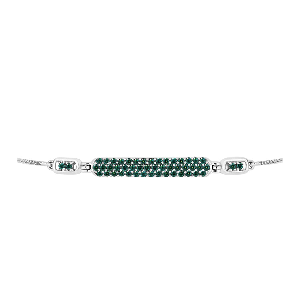 Pulsera de Plata con Moissanita azul mar verdosa