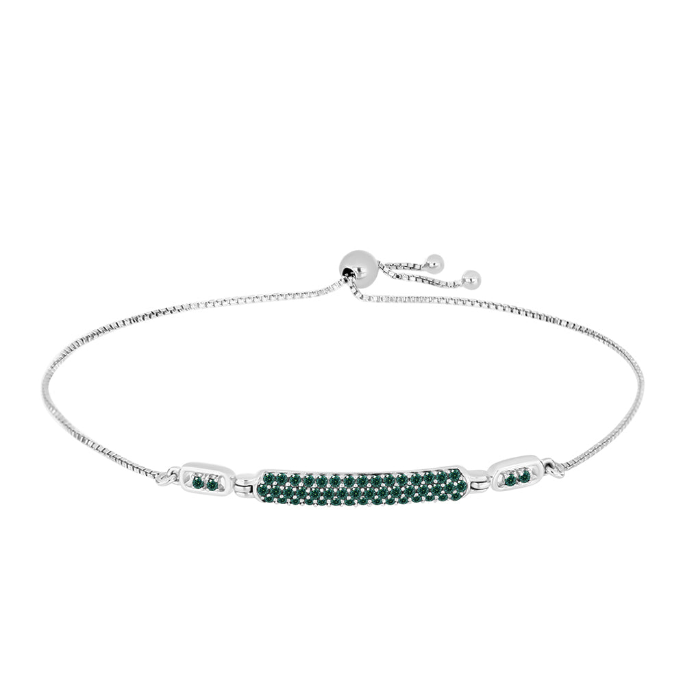 Pulsera de Plata con Moissanita azul mar verdosa 1 